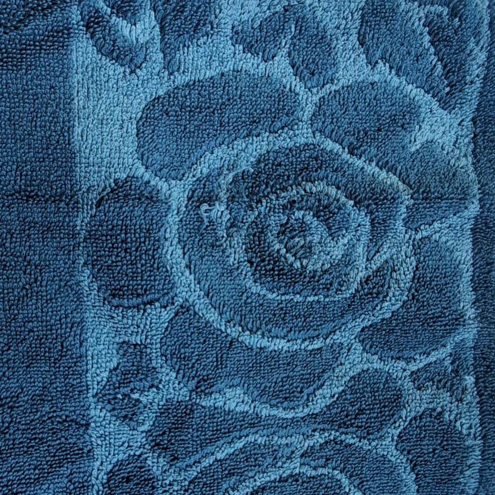 Vintage Sears Blue Rose Fringed Towel Set 5 USA Bath Hand Towel Washcloth 70 MCM